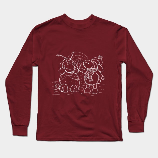 Sheep and Snowman - Miss you Long Sleeve T-Shirt by mnutz
